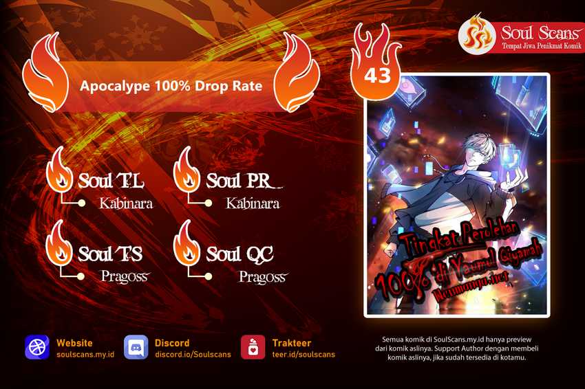 Apocalypse 100% Drop Rate Chapter 43 Gambar 1