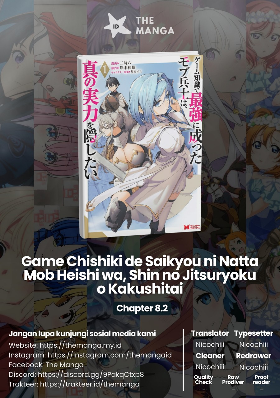 Game Chishiki de Saikyou ni Natta Mob Heishi wa, Shin no Jitsuryoku wo Kakushitai Chapter 08.2 Gambar 1