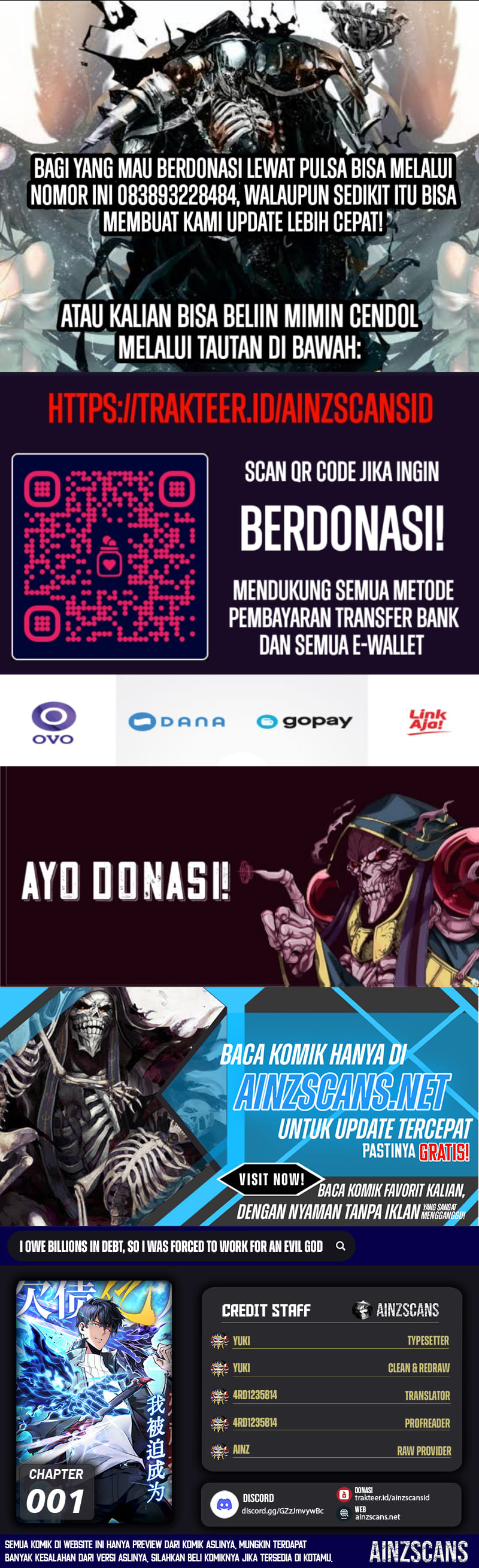 I Owe A Billion Dollars And I am Forced to Become A Worker For An Evil God Chapter 01 Gambar 1