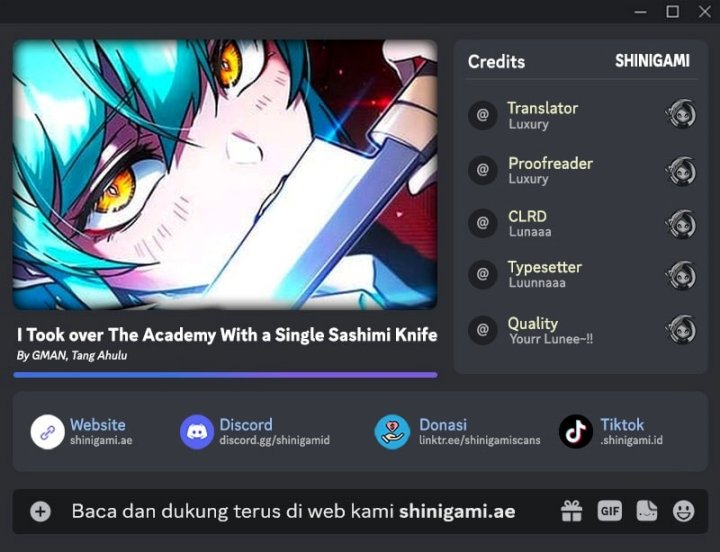 I Took over The Academy With a Single Sashimi Knife Chapter 36 Gambar 1