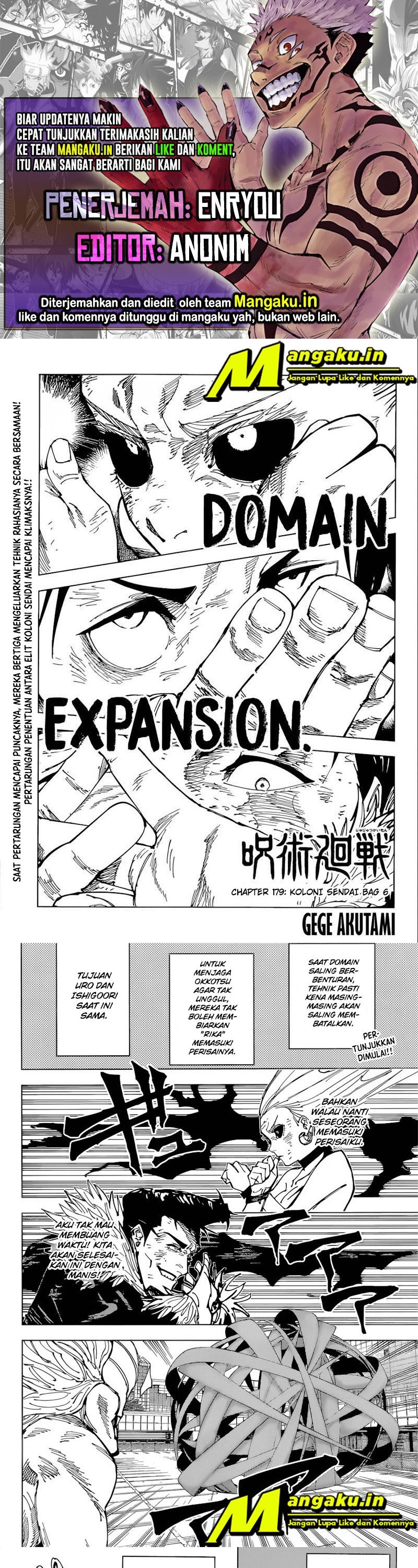Jujutsu Kaisen Chapter 179 Gambar 1