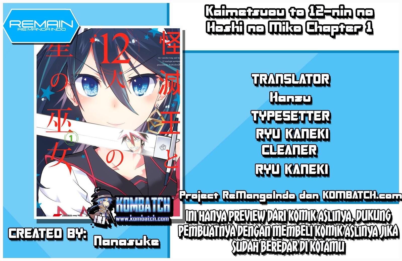 Kaimetsuou to 12-nin no Hoshi no Miko Chapter 01 Gambar 1