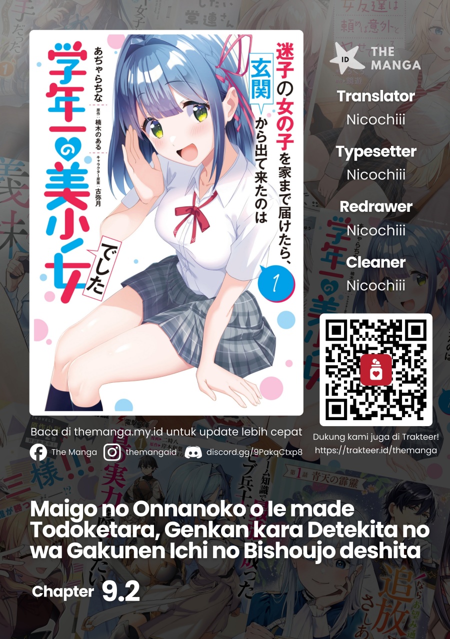 Maigo no Onnanoko o Ie Made Todoketara, Genkan kara Detekita no wa Gakunen Ichi no Bishoujo deshita Chapter 09.2 Gambar 1