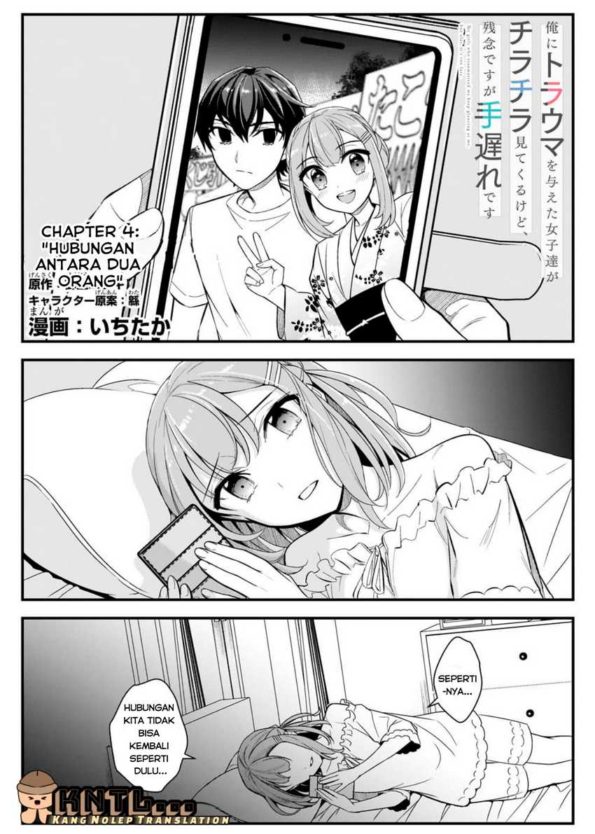 Ore ni Trauma wo Ataeta Joshi-tachi ga Chirachira Mitekuru kedo, Zannen desu ga Teokure desu Chapter 04 Gambar 1