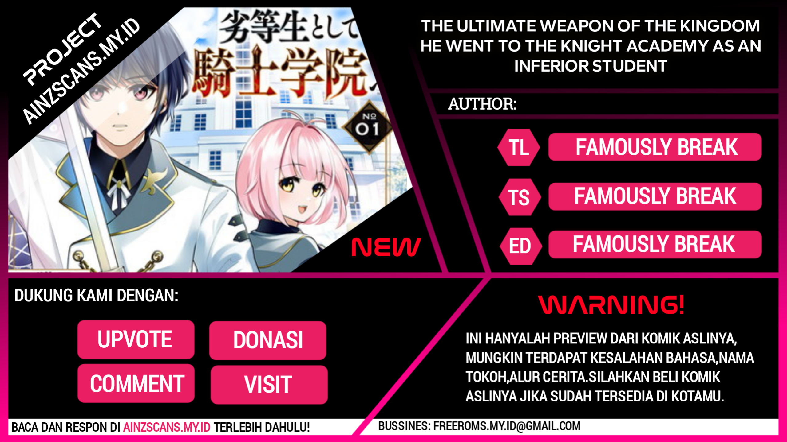 Oukoku no Saishuu Heiki, Rettousei to shite Kishi Gakuin e (The Ultimate Weapon of the Kingdom, He Went to the Knight Academy as an Inferior Student) Chapter 01.3 Gambar 1