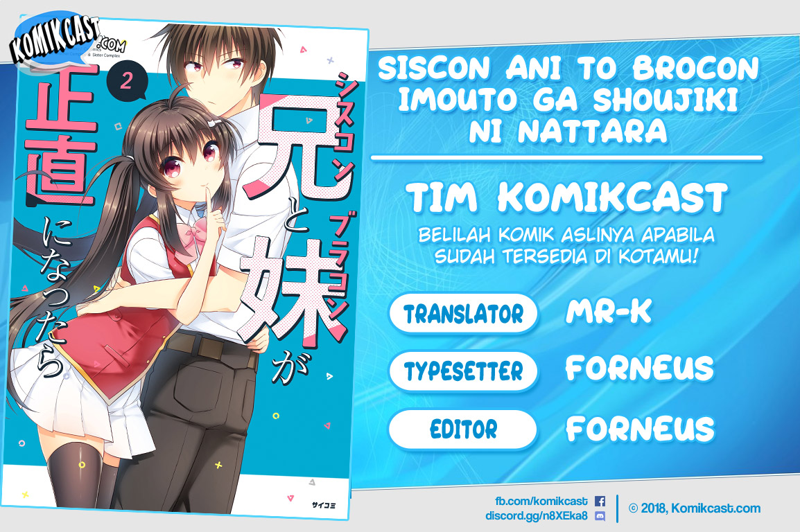 Siscon Ani to Brocon Imouto ga Shoujiki ni Nattara Chapter 23 Gambar 1