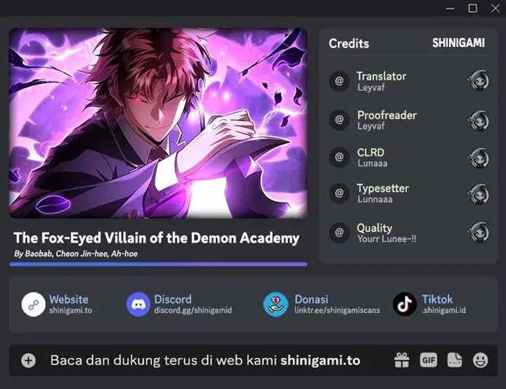 The Fox-Eyed Villain Of The Demon Academy Chapter 28 Gambar 1