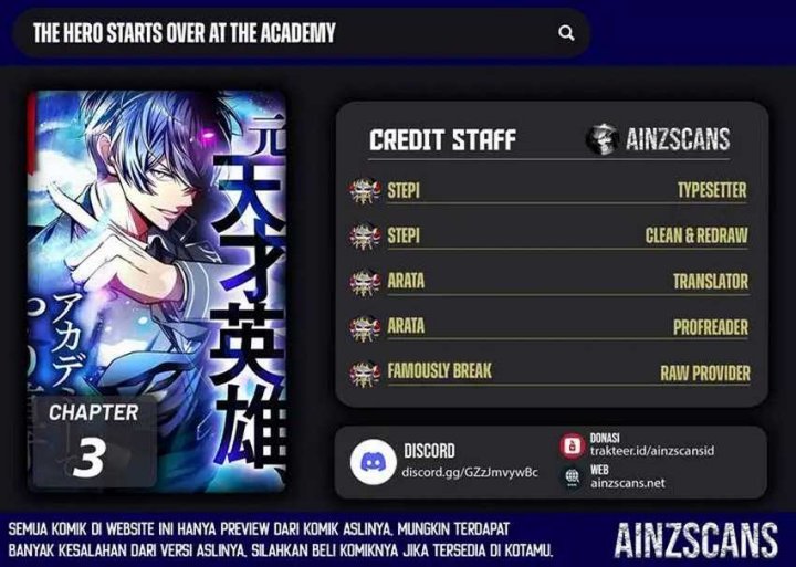 The Hero Starts Over at the Academy Chapter 03 Gambar 1