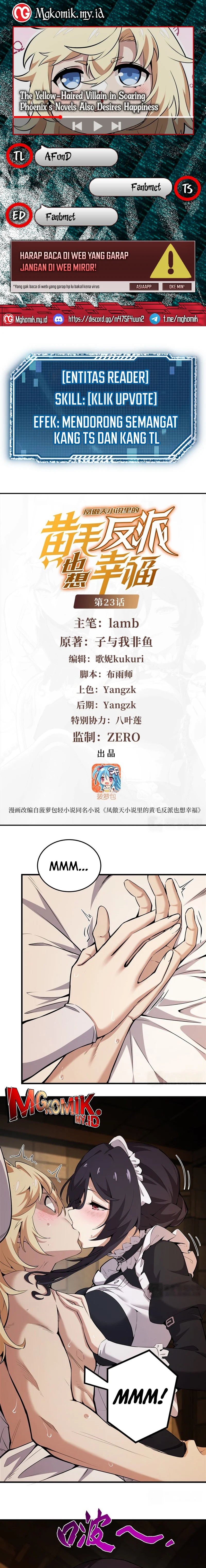 The Yellow-haired Villain in Female Main Character’s Novel wants Happiness Chapter 23 Gambar 1