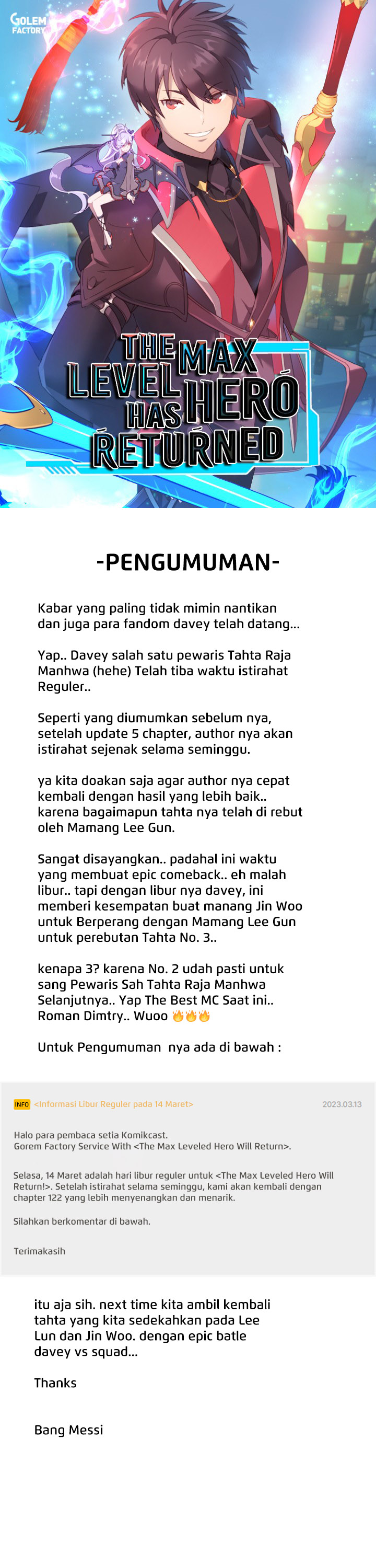 The MAX Leveled Hero Will Return! Chapter 121.5 Gambar 1