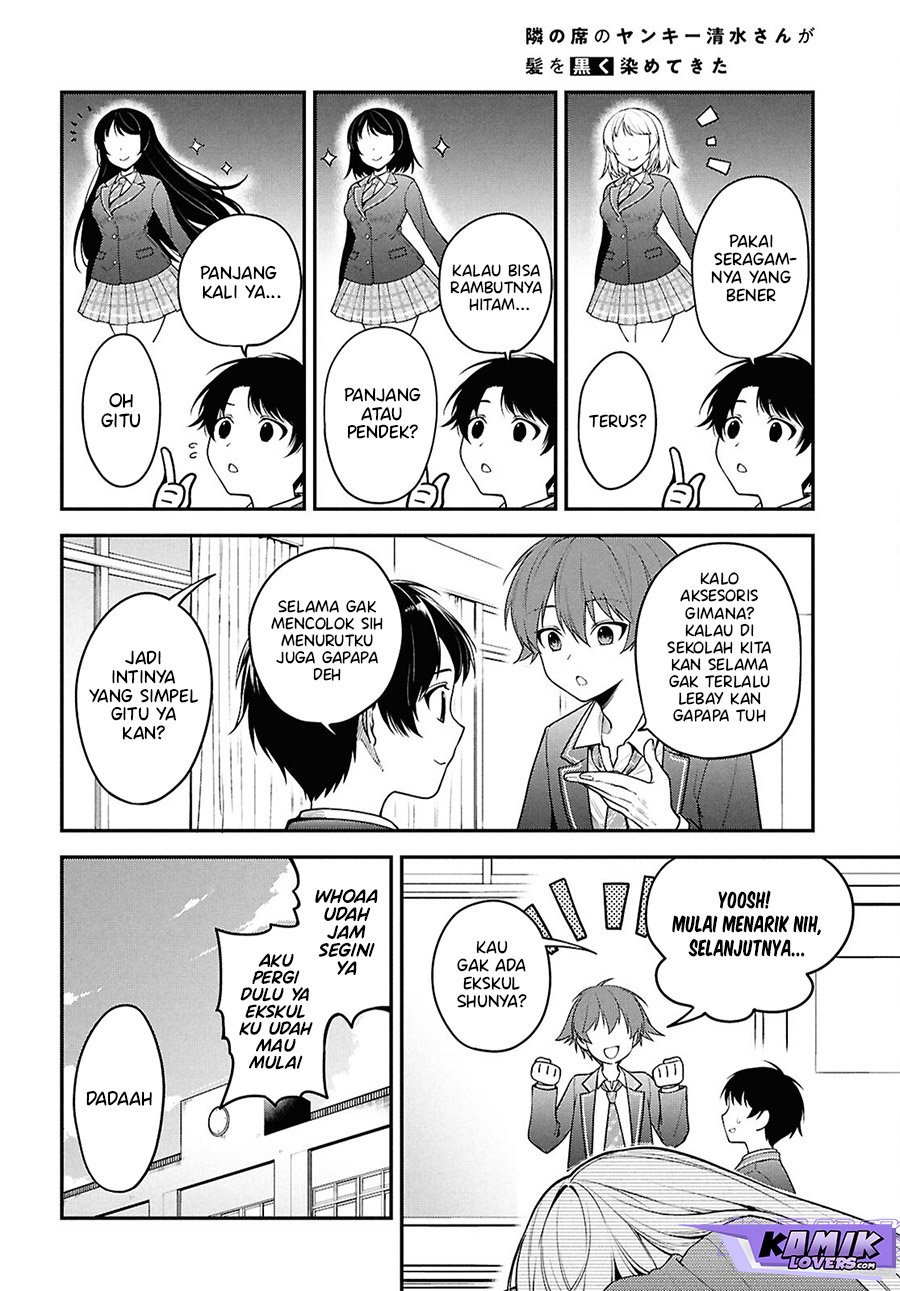 Tonari no Seki no Yankee Shimizu-san ga Kami o Kuroku Sometekita Chapter 01 Gambar 10