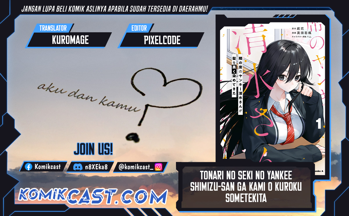 Tonari no Seki no Yankee Shimizu-san ga Kami o Kuroku Sometekita Chapter 09 Gambar 1
