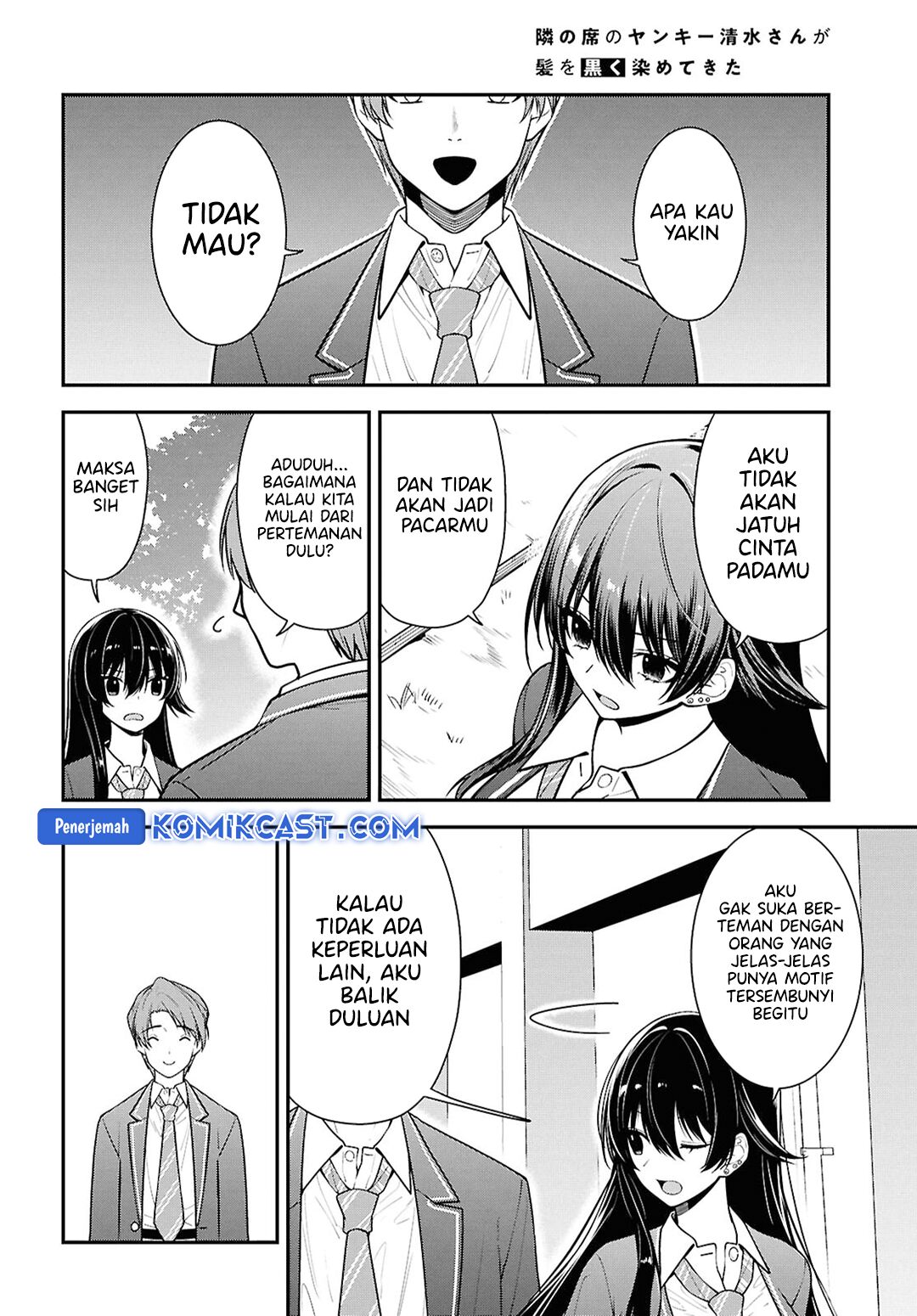 Tonari no Seki no Yankee Shimizu-san ga Kami o Kuroku Sometekita Chapter 09 Gambar 15