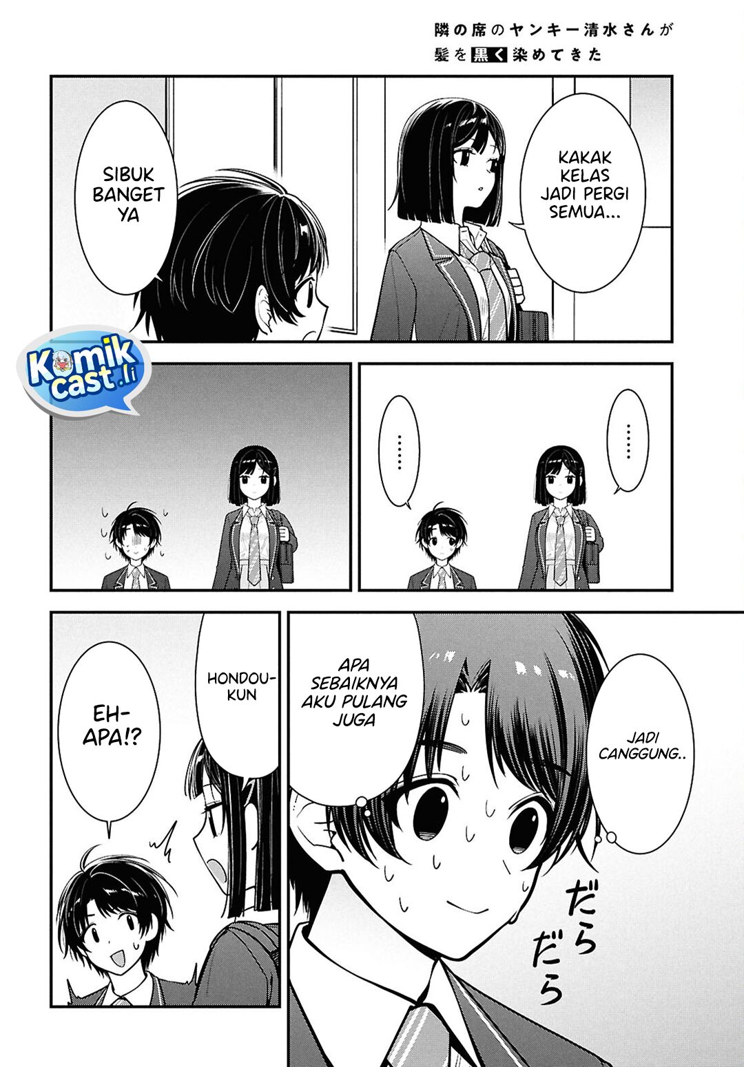 Tonari no Seki no Yankee Shimizu-san ga Kami o Kuroku Sometekita Chapter 11 Gambar 7