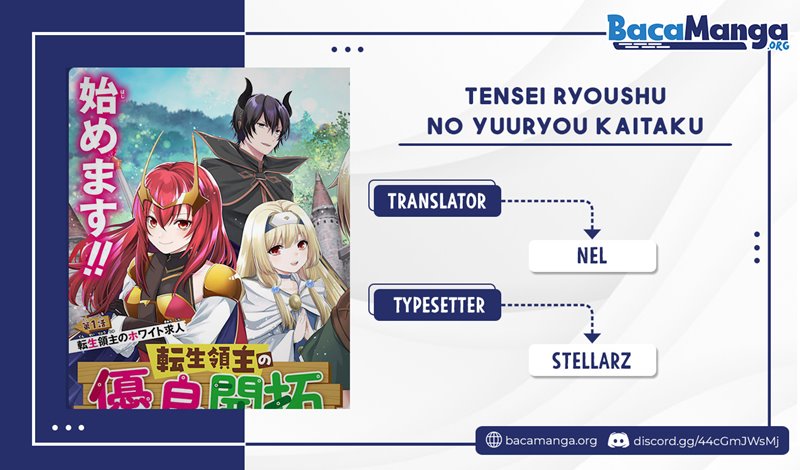 Tensei Ryoushu no Yuuryou Kaitaku: Zensei no Kioku o Ikashite White ni Tsutometara, Yuunou na Jinzai ga Atsumari Sugimashita Chapter 08.1 Gambar 1